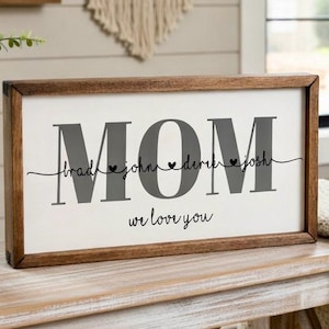 Personalized Mothers Day Gift, Mothers Day Gift, Mom Sign, Gift for Mom,  from kids to Mom, Family Sign Gift Idea, Mother's Day, we love you