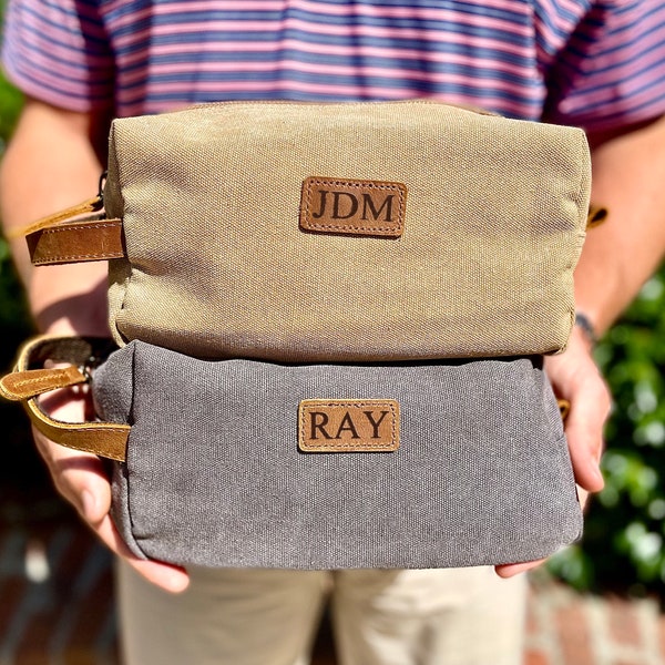 Anniversary Gift for Him, Personalized Toiletry Bag, Engraved Dopp Kit, Leather Dopp Kit, Boyfriend Gift for Men, Gift for Dad, Gift for Him
