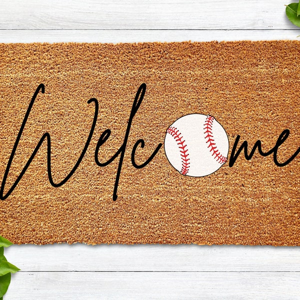 Welcome Baseball Doormat, Welcome Mat, Baseball Door Mat, Fall Doormat, Spring Doormat, Doormat for Baseball, Baseball Lover Gift, Baseball