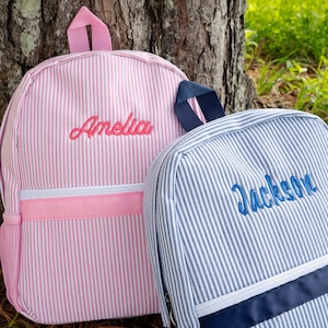 Personalized Toddler Backpack in Seersucker Colors, Flower Girl Gift, Ring Bearer Gift, Back to School, Monogrammed Baby Backpacks