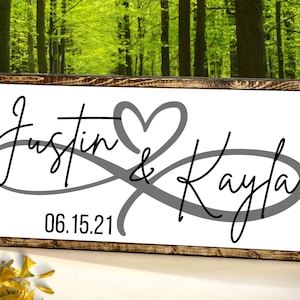 Custom Infinity Wood Sign Infinity Name Sign Personalized Valentines Day Decor, Valentines Gift, Anniversary Wedding Date Sign Newlywed Gift