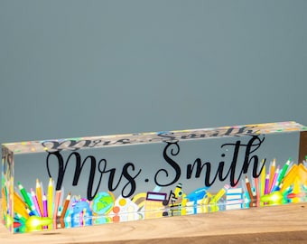 Teacher Back to School Gift Custom Desk Name Plate Plaque Teacher Appreciation Gift Teacher Name Sign Teacher Gift Teacher Sign for Desk