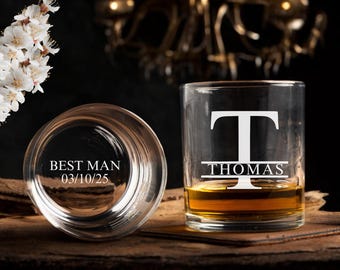 Whiskey Glasses for Groomsmen Gifts Personalized Whiskey Glass Groomsmen Proposal Best Man Gift for Him, Groom Gift, Father of the Bride