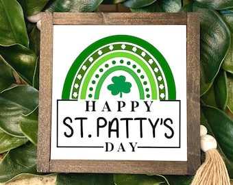 Happy St. Patrick's Farmhouse Sign Decor, St Patty's Day Decor, St Patricks Wooden Signs,St Patrick's Day Decorations,Wood Wall Decor Rustic
