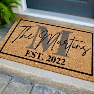 Personalized Wedding Gift Last Name Doormat Family Name Door Mat Custom Door Mat Anniversary Couple Gift Personalized Welcome Mat Newlyweds