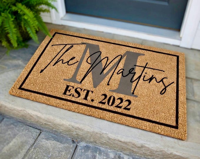 Personalized Wedding Gift Last Name Doormat Family Name Door Mat Custom Door Mat Anniversary Couple Gift Personalized Welcome Mat Newlyweds