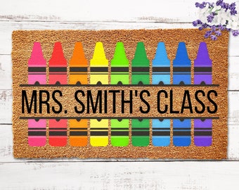 Custom Classroom Doormat, Personalized Classroom Decor, Doormat for Teacher Name Welcome Mat Teacher Appreciation Gift Back to School Decor