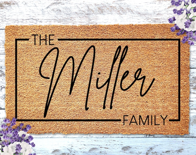 Housewarming Gift, Family Name Doormat, Personalized Doormat, Closing Gift, Custom Family Welcome Mat, Wedding Gift, Personalized Gift