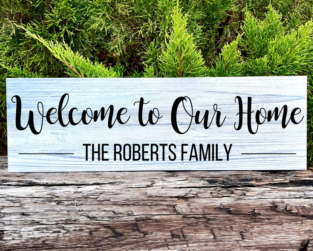 Welcome to Our Home Wood Sign, Personalized Family Name Sign, Custom ...