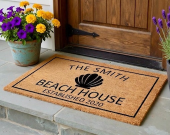 Beach House Doormat, Welcome to Our Beach House Doormat, Shell Doormat, Beach House Decor, Beach Doormat, Nautical Doormat, Beach Decor