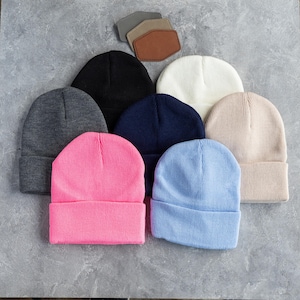 Signature Cursive Custom Infant Toddler Kids Youth Child Baby Newborn Beanie, Slouchy, Personalized Name, Leather Patch, Beanie with Patch image 8