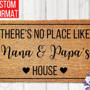 Custom There&#39;s No Place Like Grandma and Grandpa&#39;s House, Grandparents Christmas Gift, Grandparents Day Gift, Welcome Mat, Home Doormat Gift