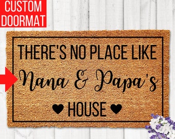 Custom There's No Place Like Grandma and Grandpa's House, Grandparents Christmas Gift, Grandparents Day Gift, Welcome Mat, Home Doormat Gift