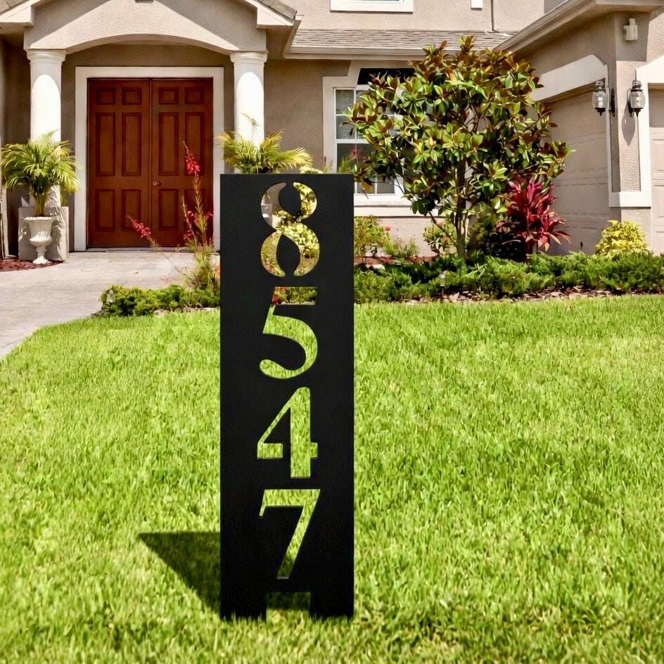 Metal Address Sign With Stakes, Lawn Address Sign, Custom Address Sign ...