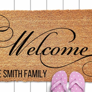 Custom Welcome Mat-Personalized Welcome Mat-Front Porch Mat-Welcome Mat with Name-Welcome Doormat-Welcome Door Mat-Family Name Welcome Mat