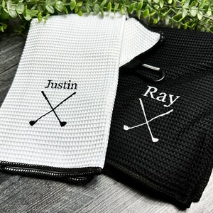 Embroidered Personalized Golf Towel, Monogrammed Golf Towel, Gift Dad, Golfer, Groomsmen, Bachelor Party gifts, Fathers Day Gift, Golf Gift