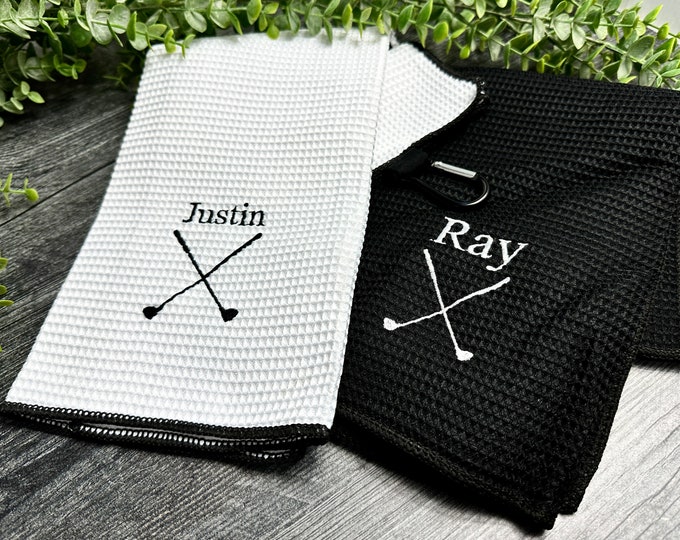 Embroidered Personalized Golf Towel, Monogrammed Golf Towel, Gift Dad, Golfer, Groomsmen, Bachelor Party gifts, Fathers Day Gift, Golf Gift