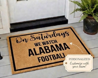 Personalized Saturday Sunday Football Doormat , Custom Doormat , Closing Gift , Welcome Doormat , Front Door Mat , Home Decor, SEC Football