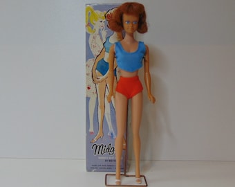Barbie vintage de Mattel Midge con caja y soporte nº 860 Tiziano año 1960