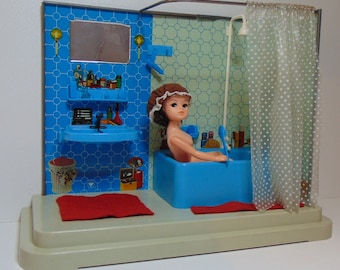 Bath shower and sink from the German manufacturer Martin Fuchs Metallwarenfabrik 1960 For Sindy Barbie Bild Lilli