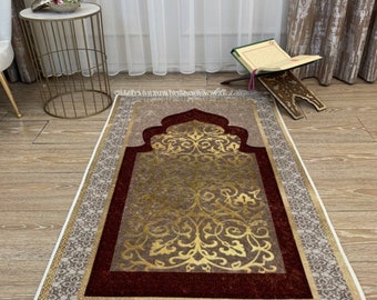 Tapis de prière musulman épais et rembourré, islamique turc Sajadah janamaz, tapis de prière anatolien de luxe en mousse, cadeau pour homme, femme et enfant