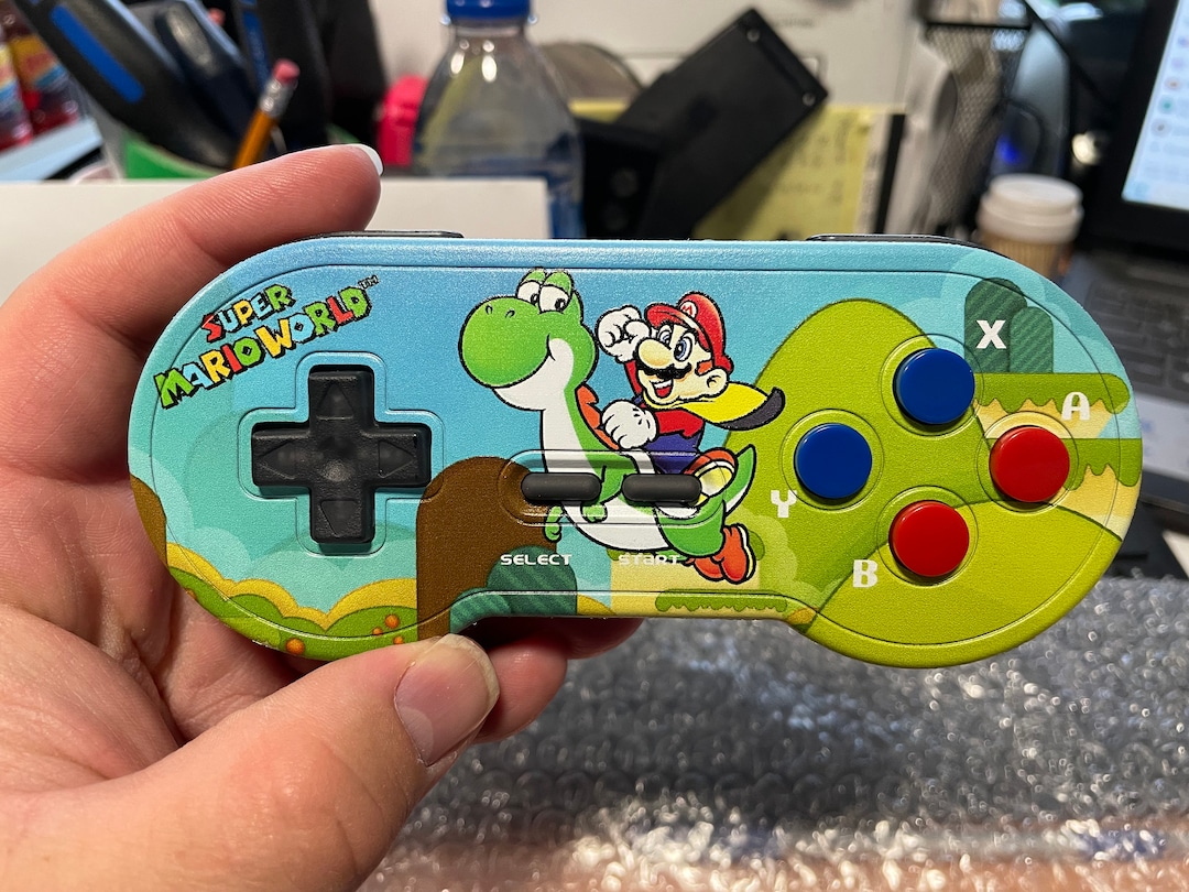 マリオネット　custom order Custom Uv Printed Mario World Wireless Snes Controller - Etsy