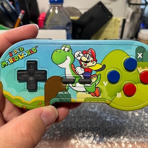 Custom uv printed Mario World wireless snes controller