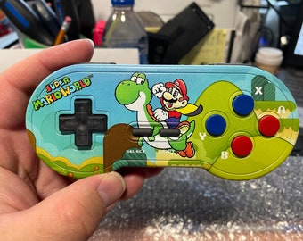 Custom uv printed Mario World wireless snes controller