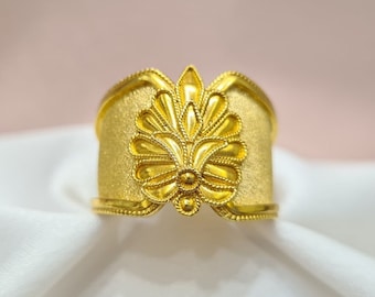 Anillo bizantino de oro amarillo hecho a mano de 18K, joyería bizantina, anillo griego, anillo de regalo, mediados de siglo, regalo del Día de las Madres, regalo del Día de San Valentín