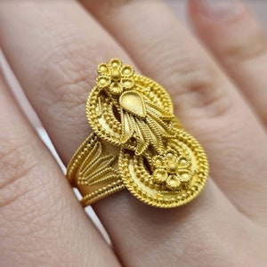 Matte Byzantine Ring • 18K Yellow Gold • Mothers Day Gift • Mid-Cenctury Byzantine Ring Design • Jewelry Gift For Her • Everyday Jewelry