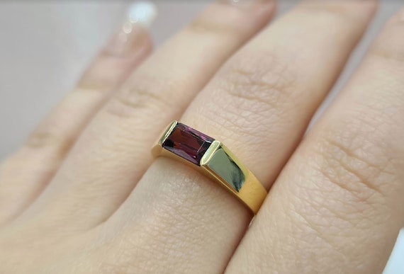Pink Tourmaline Ring 18K Solid Yellow Gold Signet Ring Unisex Ring Vintage Jewelry Gift for Her Gift for Him Irmajewellerygr Etsy