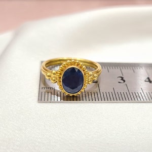 Bague byzantine faite main en or jaune 18 carats avec saphir bleu, bijoux byzantins, bague grecque, bague cadeau, bague en or, milieu du siècle, cadeau de Noël image 8