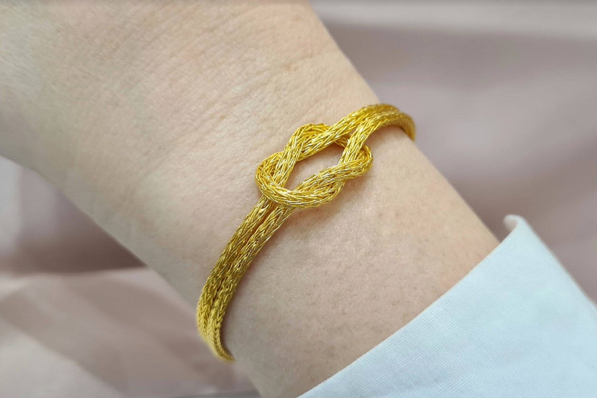 Bracciale Coppia Con Nodo Serpente – Placcato Oro 18K, Regolabile, Simbolo Amore Eterno, Gioiello Donna - 2