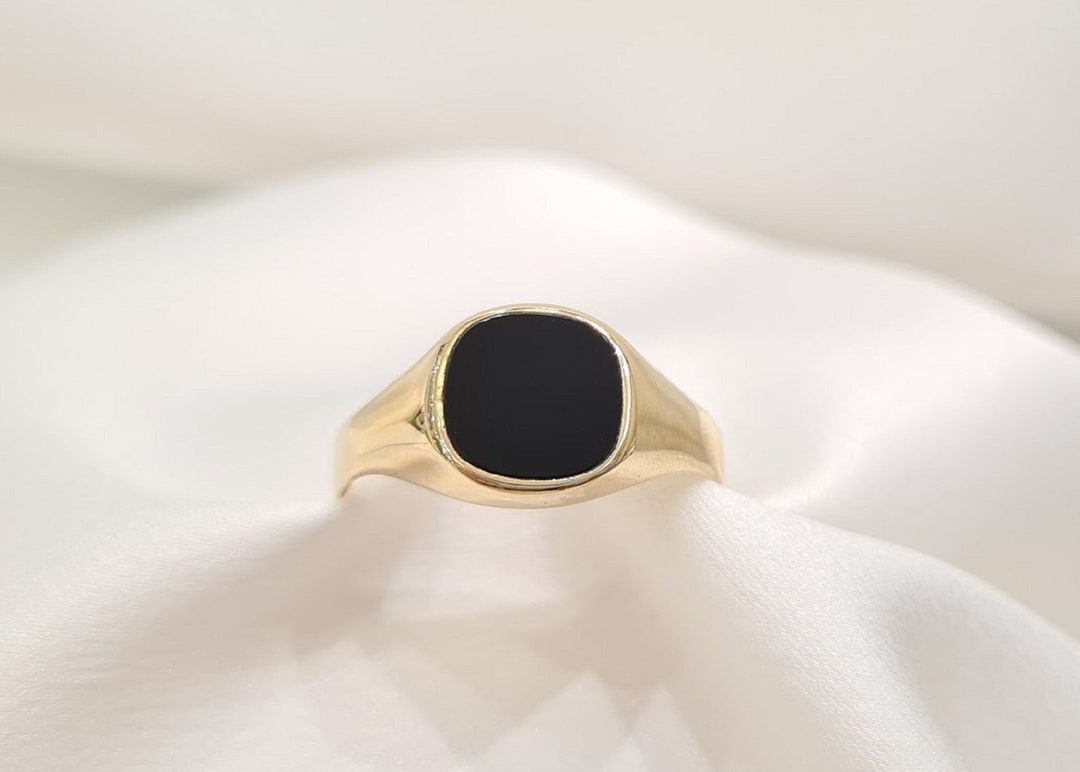 Gold Black Onyx Ring 14K Handmade Yellow Gold Pinky Finger Ring Mens Signet  Ring Unisex Jewelry Fathers Day Gift Graduation Gift - Etsy Sweden