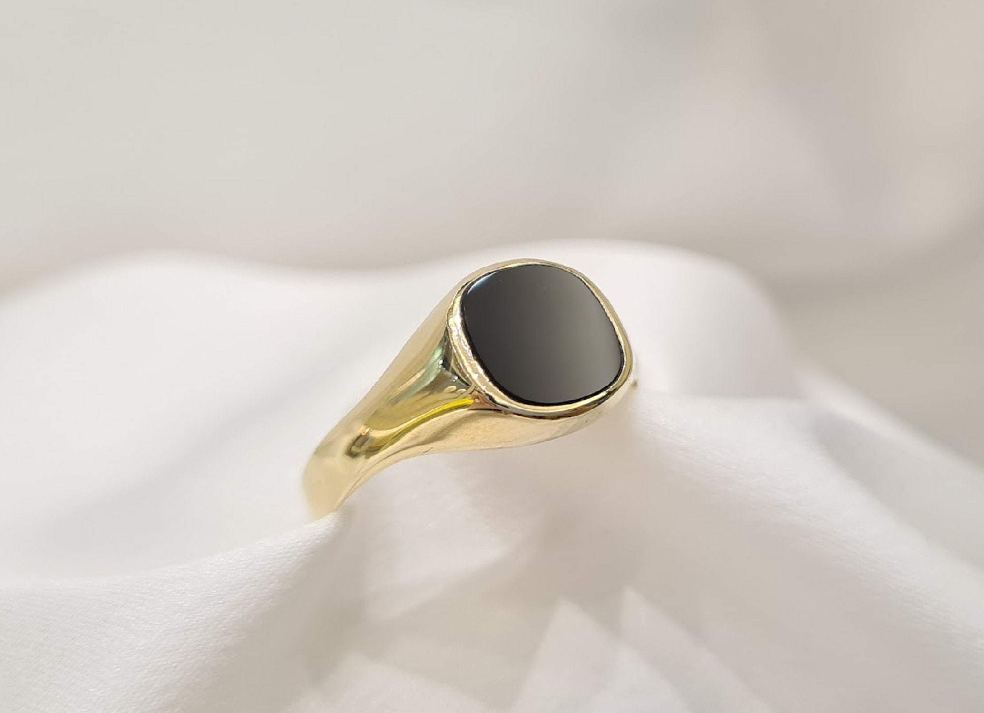 Jewelry Etsy Signet Gift Gold Pinky Handmade Ring Black Graduation Onyx Yellow Mens Finger 14K Gold Sweden Unisex Gift Ring Ring Fathers Day -