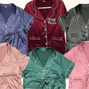 Sport Team Pajamas, Silky Satin Pajamas, Monogram Pjs, Birthday Girl Pajama, Cheer Team Matching Outfits, Birthday Squad, Sweet 16 Pajamas