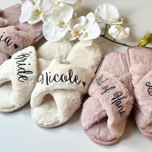 Customized Gifts for Women, Gift Ideas for Her, Personalized Gifts for Women, Custom Fluffy Slippers, Bridesmaid Gifts, Bridesmaid Slippers