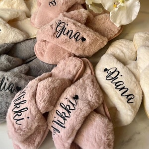 Holiday Gifts for Women, Gift Ideas for Her, Personalized Gifts for Women, Custom Fluffy Slippers, Birthday Gifts for Her, Mother's Day Gift