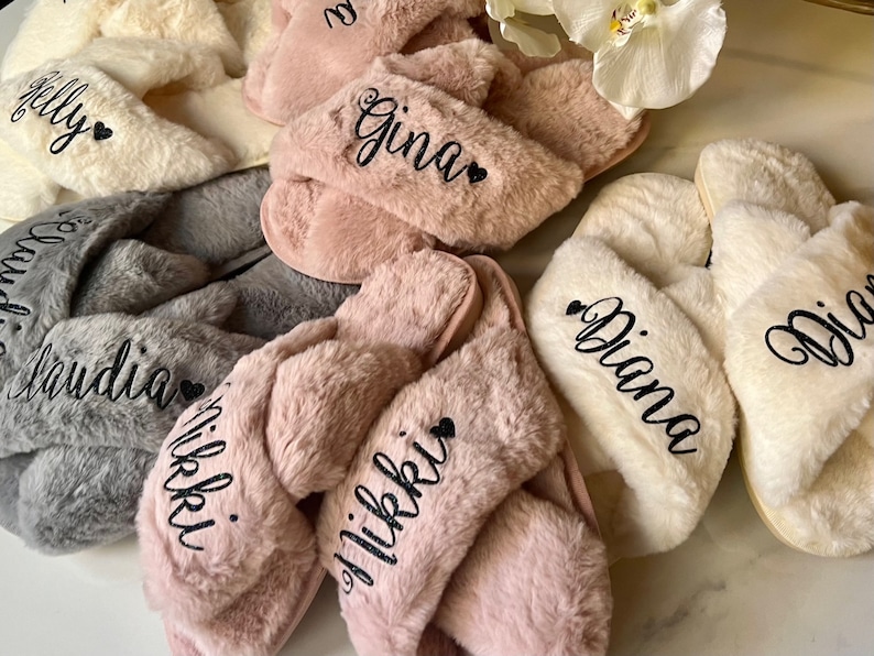 Holiday Gifts for Women - Gift Ideas for Her Personalized Gifts for Women Custom Fluffy Slippers Birthday Gifts for Her