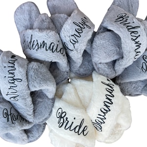 Fluffy Slippers Customized, Bridesmaid Gifts, Personalized Slippers, Bridesmaid Slippers, Soft Slippers, Bridal Party Slippers Personalized image 8