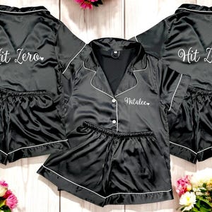 Sport Team Pajamas, Cheerleaders PJs, Hit Zero Satin Pajamas, Monogram Pjs, Birthday Squad, Cheer Team Matching Outfits, Sweet 16 Pajamas