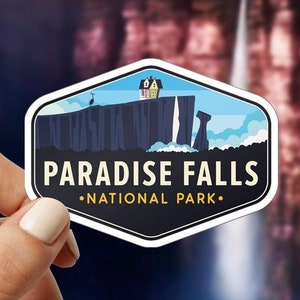 Disney UP sticker, Paradise Falls National Park Sticker, Transparent Laptop Sticker/ Pixar Disney decal/ journal, water bottle sticker gift