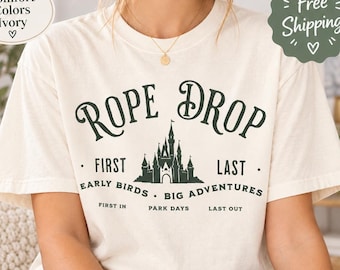 Rope Drop Disney Park Shirt, Comfort Colors Tee, Disney World Vacation Shirt, Vintage Theme Park T-Shirt, Disneyland Family Trip, Disney Tee