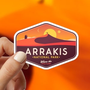 Arrakis National Park Sticker, Dune Stickers, Visit Arrakis, Kiss Cut, Dune Gift, Dune, vinyl sticker, water bottle, laptop, computer decals
