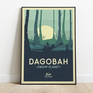Pôster do planeta Star Wars Dagobah Swamp, pôster da galáxia de Star Wars, impressão artística de Star Wars Dagobah, arte de parede Tatooine, presente de Star Wars, minimalista