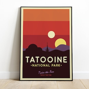 Pôster do Parque Nacional de Star Wars Tatooine, pôsteres da galáxia de Star Wars, impressões de arte de Star Wars Tatooine, arte de parede de Tatooine, presente de Star Wars, decoração