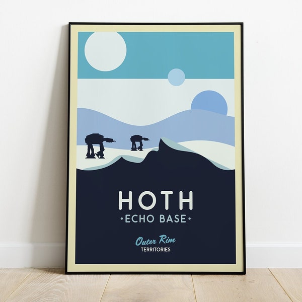 Star Wars Hoth Echo Base Poster, Star Wars Galaxy Posters, Star Wars Hoth Art Print, Tatooine Wall Art, Star Wars Gift, Minimalist Art, Deco