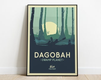 Star Wars Dagobah Swamp Planet Poster, Star Wars Galaxy Poster, Star Wars Dagobah Art Print, Tatooine Wall Art, Star Wars Gift, Minimalist