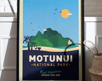 Moana Motunui National Park Poster | Disney Travel Style Wall Art | Tropical Island Ocean Print | Disney Posters | Moana Poster | Moana Gift