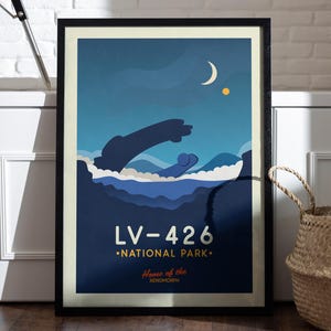 Reseaffisch med Aliens LV-426, Aliens-affisch, LV-426-affisch, Aliens-konst, konsttryck från filmen Aliens, Aliens-planeten-affisch, Aliens-present, Xenomorph
